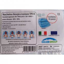 10 Mascherine Chirurgiche Monouso Medico Tipo II - EN 14683:2019 - ISO 10993-1 - Mascherine - 3